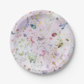 Elegant Whimsical Wildblume Pink Pappteller (Vorderseite)