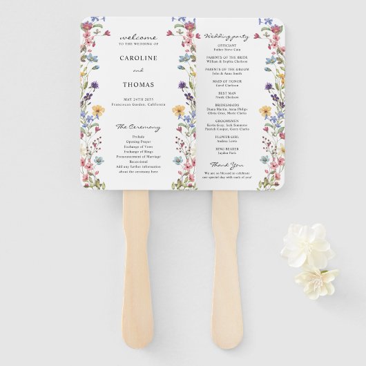 Elegant Whimsical Wildflower Bloom Wedding Program Fächer (Vorne und Hinten)