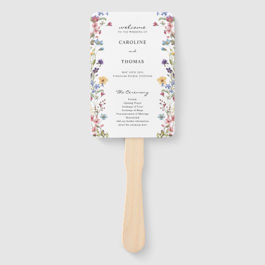Elegant Whimsical Wildflower Bloom Wedding Program Fächer (Vorderseite)