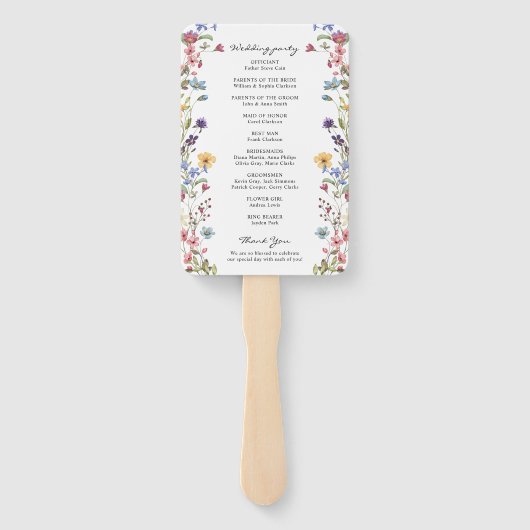 Elegant Whimsical Wildflower Bloom Wedding Program Fächer (Rückseite)