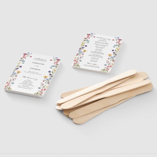 Elegant Whimsical Wildflower Bloom Wedding Program Fächer (Non-assembled)