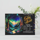 Elegant Whimsical Woodland Baby Shower Einladung (Stehend Vorderseite)