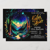 Elegant Whimsical Woodland Baby Shower Einladung (Vorne/Hinten)