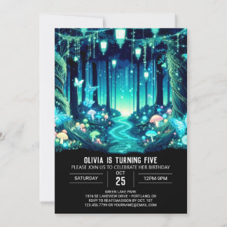 Elegant Whimsical Woodland Digitaler Geburtstag Einladung