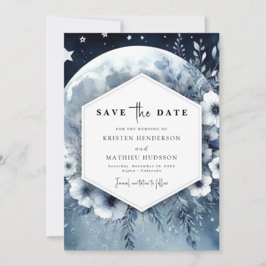 Elegant Whimsy Moonlit Wedding Save The Date (Vorderseite)