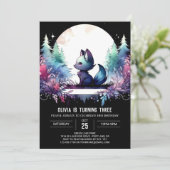 Elegant Whimsy Wolf Birthday Einladung (Stehend Vorderseite)