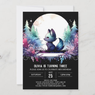 Elegant Whimsy Wolf Birthday Einladung