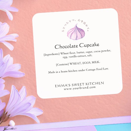 Elegant Whipped Cream Bakery Ingredient Quadratischer Aufkleber