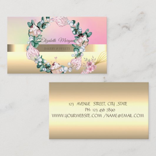 Elegant Whisk Cupcakes Grüne Bäckerei Visitenkarte (Vorne/Hinten)