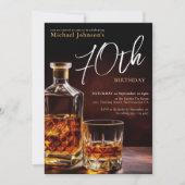 Elegant Whiskey 70. Geburtstagsparty Einladung (Vorderseite)
