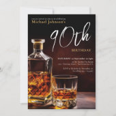 Elegant Whiskey 90. Geburtstagsparty Einladung (Vorderseite)
