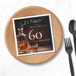 Elegant Whiskey Black Gold 60. Geburtstagsparty Serviette