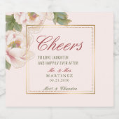 Elegant Whisper Pink Peony Floral Wedding Schaumweinetikett (Einzelnes Label)