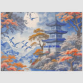 Elegant Whispers Cobalt Blue Oriental Decoupage Seidenpapier (Vorderseite)