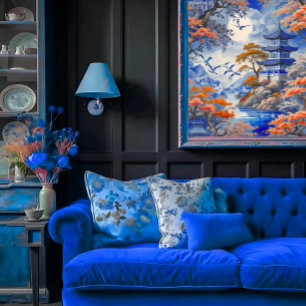 Elegant Whispers Cobalt Blue Oriental Decoupage Seidenpapier