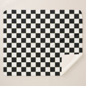 Elegant White and Black Square Pattern Sherpadecke (Vorderseite (Horizontal))