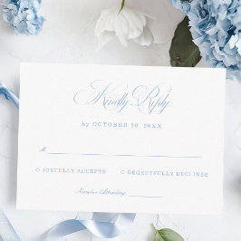 Elegant White and Blue Wedding RSVP  Begleitkarte