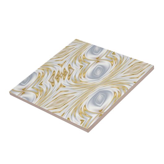 Elegant White and Gold Abstract Swirl Pattern Fliese (Seite)