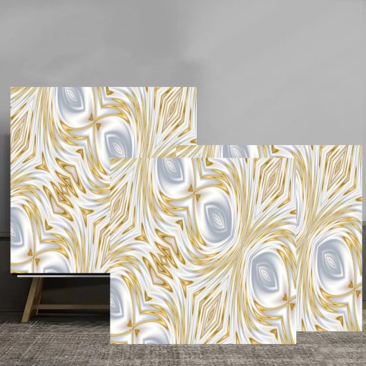 Elegant White and Gold Abstract Swirl Pattern Fliese