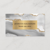 Elegant White and Gold Agate Luxury Visitenkarte (Vorderseite)