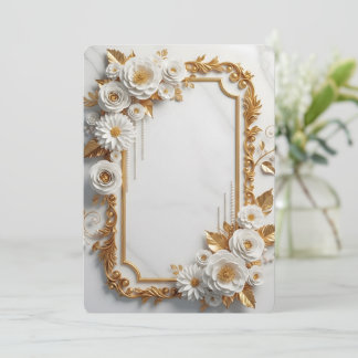 Elegant White and Gold Floral Frame Einladung