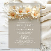 Elegant White and Gold Floral Wedding Einladung