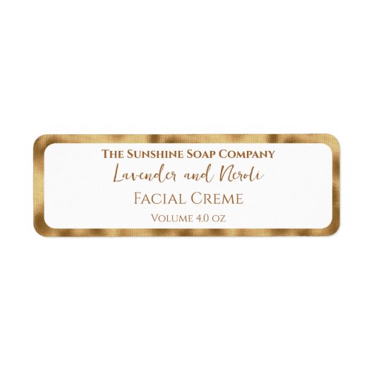 Elegant White and Gold Foil Cosmetics Jar Label (Vorne)