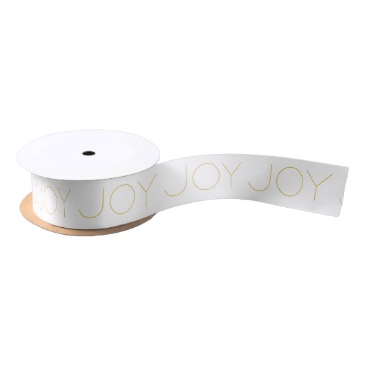 Elegant White and Gold Joy Ribbon Satinband (Spule)