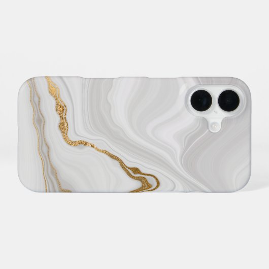 Elegant White And Gold Marble iPhone 16 Hülle (Rückseite (Horizontal))