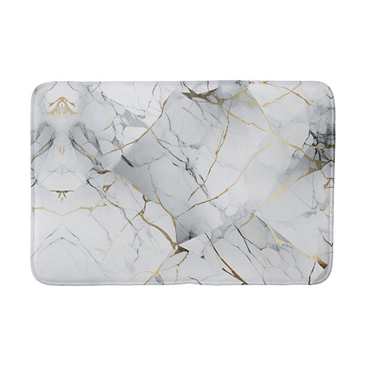 Elegant White and Gold Marbled  Badematte (Vorderseite)