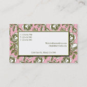 Elegant White and Gold Roses on Pink Custom Visitenkarte (Rückseite)