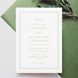 Elegant White and Green Wedding  Einladung