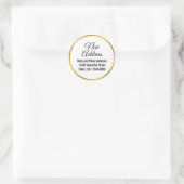 Elegant White and Imitate Gold Neue Adresse Runder Aufkleber (Tasche)