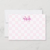 Elegant White and Pink Checkerboard Personalized Mitteilungskarte (Vorderseite)