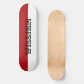 Elegant white and red personalized name skateboard (Vorderseite)