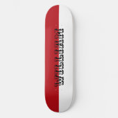 Elegant white and red personalized name skateboard (Vorderseite)