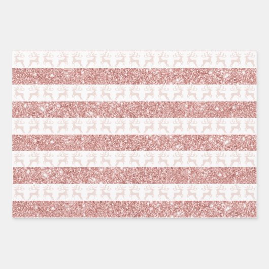 Elegant White and Rose Gold Glitzer Weihnachtsfest Geschenkpapier Set (Vorderseite)