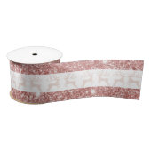 Elegant White and Rose Gold Glitzer Weihnachtsfest Satinband (Spule)