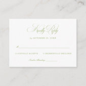 Elegant White and Sage Green Wedding RSVP Begleitkarte (Vorderseite)