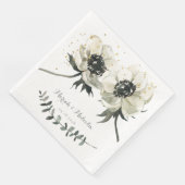 Elegant White Anemones Eucalyptus Stem Wedding Serviette (Ecke)