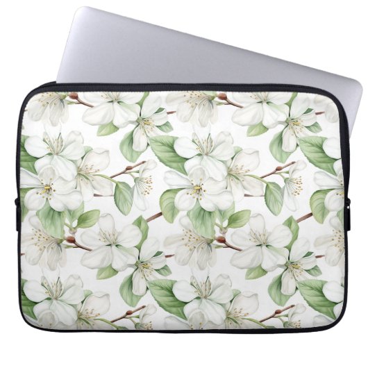 Elegant White Apple Blossom Laptopschutzhülle (Vorderseite)