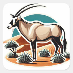 Elegant White Arabian Oryx Quadratischer Aufkleber