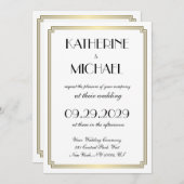 Elegant White Art Deco Wedding Invitations Einladung (Vorne/Hinten)