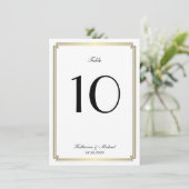 Elegant White Art Deco Wedding Table Number Einladung (Stehend Vorderseite)