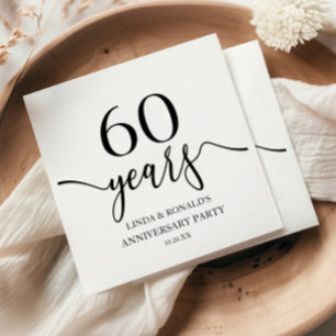 Elegant White Black 60. Hochzeitstag Serviette