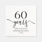 Elegant White Black 60. Hochzeitstag Serviette (Vorderseite)