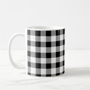 Elegant White & Black Buffalo Plaid Kaffeetasse