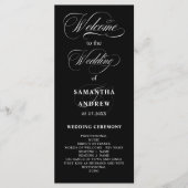 Elegant white black calligraphy wedding program programm (Vorderseite)