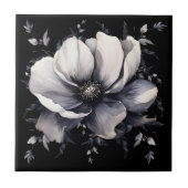 Elegant White Black Floral Fliese (Vorderseite)