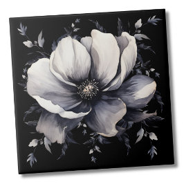 Elegant White Black Floral Fliese